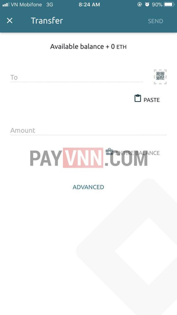 Điền địa chỉ người nhận thật chính xác và số lượng tài sản muốn chuyển