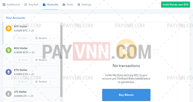 Bấm vào Accounts để xem ví