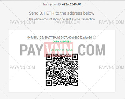Chuyển đủ số tiền vào địa chỉ ví được cung cấp