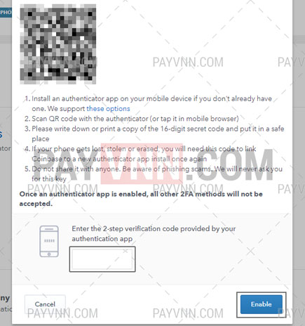 Hoàn Tất 2FA Enable